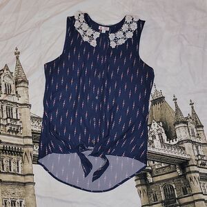 Marvel Her Universe Captain America Tie Waist Blouse Shirt Size M